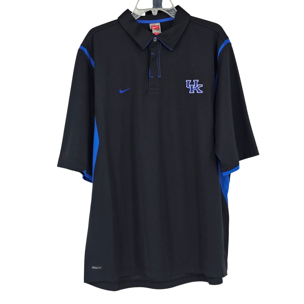 Vintage Y2K Nike Kentucky Wildcats Polo Shirt XL UK NikeFIT DRI Team Black Blue